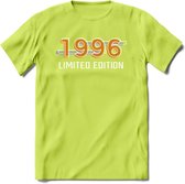 1996 Limited Edition T-Shirt | Goud - Zilver | Grappig Verjaardag en Feest Cadeau Shirt | Dames - Heren - Unisex | Tshirt Kleding Kado | - Groen - M