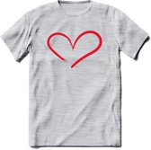 Valentijn Hart T-Shirt | Grappig Valentijnsdag Cadeautje voor Hem en Haar | Dames - Heren - Unisex | Kleding Cadeau | - Licht Grijs - Gemaleerd - S