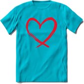 Valentijn Hart T-Shirt | Grappig Valentijnsdag Cadeautje voor Hem en Haar | Dames - Heren - Unisex | Kleding Cadeau | - Blauw - 3XL