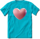 Valentijn Hart T-Shirt | Grappig Valentijnsdag Cadeautje voor Hem en Haar | Dames - Heren - Unisex | Kleding Cadeau | - Blauw - XXL