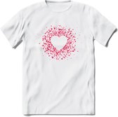 Valentijn Hart T-Shirt | Grappig Valentijnsdag Cadeautje voor Hem en Haar | Dames - Heren - Unisex | Kleding Cadeau | - Wit - XXL