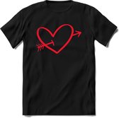 Valentijn Hart T-Shirt | Grappig Valentijnsdag Cadeautje voor Hem en Haar | Dames - Heren - Unisex | Kleding Cadeau | - Zwart - L