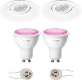 Pragmi Domy Pro - Inbouw Rond - Mat Wit - Verdiept - Kantelbaar - Ø105mm - Philips Hue - LED Spot Set GU10 - White and Color Ambiance - Bluetooth - BES LED