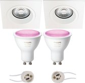 Proma Rodos Pro - Inbouw Vierkant - Mat Wit - 93mm - Philips Hue - LED Spot Set GU10 - White and Color Ambiance - Bluetooth