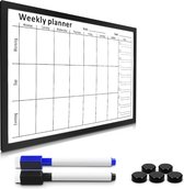 Navaris magnetische weekplanner whiteboard - Uitwisbare whiteboardkalender met 7-daags weekplan - Inclusief 2 stiften en 5 magneten - 40 x 60 cm