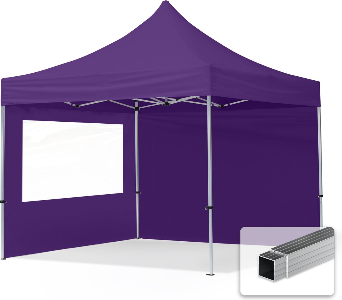 3x3 m Easy Up partytent Vouwpaviljoen, ECONOMY alu 32mm met zijwanden (panorama), paars
