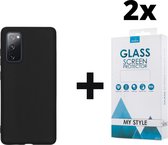 Siliconen Backcover Hoesje Samsung Galaxy S20 FE Zwart - 2x Gratis Screen Protector - Telefoonhoesje - Smartphonehoesje