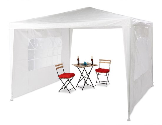 partytent met 2 zijwanden - 3x3 m - waterafstotend - wit