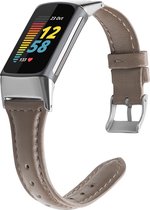 Bracelet en cuir gris-marron adapté pour Fitbit Charge 5