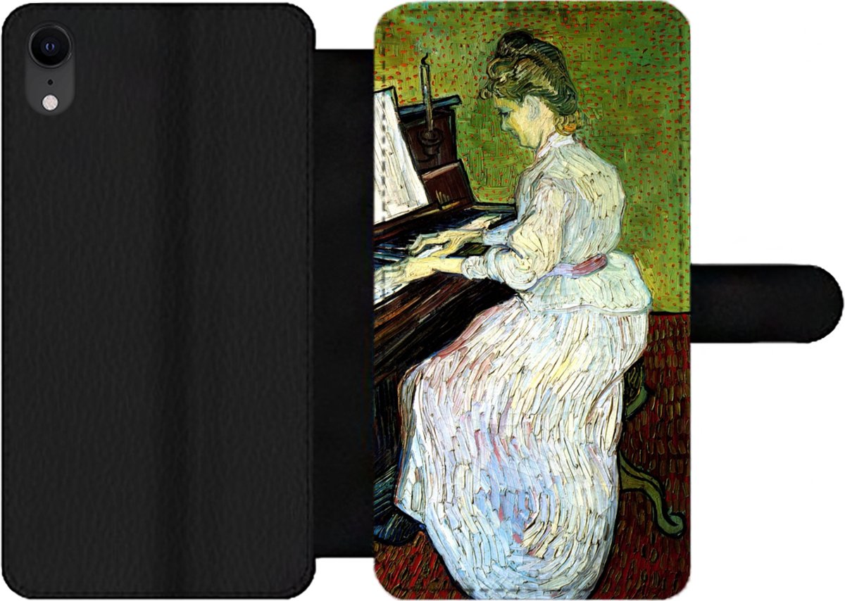 Telefoonhoesje Geschikt voor iPhone XR telefoonhoesje - Marguerite Gachet op de piano - Vincent van Gogh - Met vakjes - Wallet case met magneetsluiting