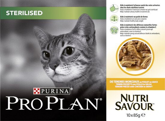 Pro Plan Sterilised Nutrisavour Katten Natvoer - Kip - 10 x 85 g