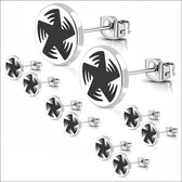 Aramat jewels ® - Ronde oorstekers moving ster zwart staal 10mm