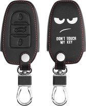 kwmobile autosleutelhoes voor Opel 3-knops SmartKey autosleutel Keyless Go - Hoesje van imitatieleer in wit / zwart - Don't Touch My Key design