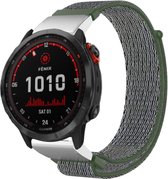 Nylon Smartwatch bandje - Geschikt voor  Garmin Fenix 7 nylon band - groen - Strap-it Horlogeband / Polsband / Armband