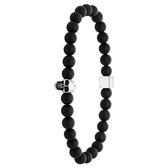 Bracelet homme en acier tête de mort agate noire
