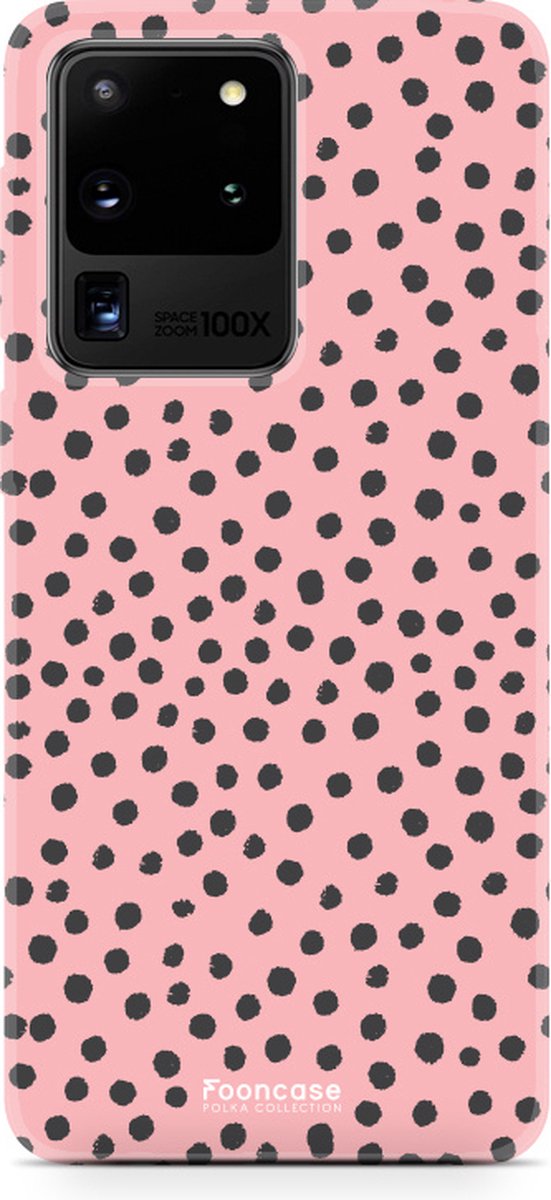 Fooncase Hoesje Geschikt voor Samsung Galaxy S20 Ultra - Shockproof Case - Back Cover / Soft Case - POLKA / Stipjes / Stippen / Roze