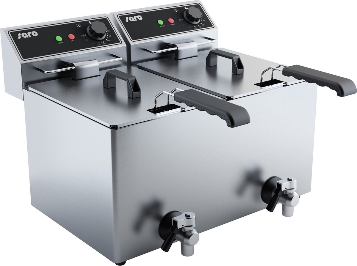 Saro Frituurpan - Dubbel - RVS - 2x8 Liter - 2x3kW - Model EF 88 443-6015 - Horeca