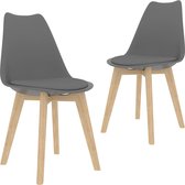 2 Moderne kunststof eetkamerstoelen stoelen met zachte lederen zitting - grijs - grey - ergonomische kuipstoelen - Palerma Design - ergonomisch - stoel - zetel - zacht - leer - woonkamerstoel