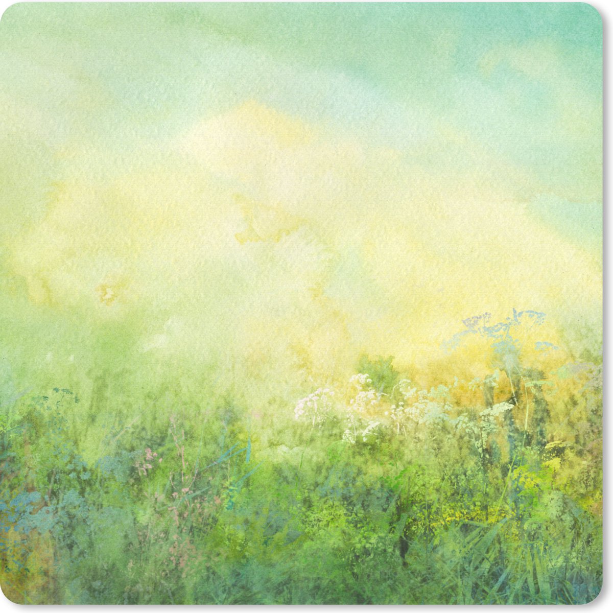 Muismat 30x30 cm - Mousepad Gras - Zomer - Olieverf - Muismatten
