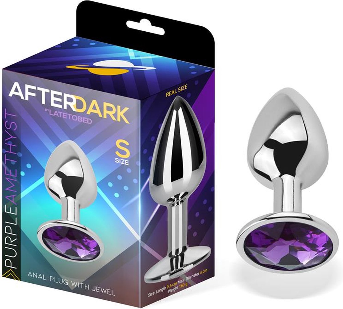 Goedkoopste AFTERDARK - Purple Amethyst Butt Plug With Jewel Size S Aluminium