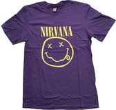 Nirvana Heren Tshirt -L- Yellow Smiley Paars