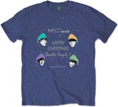 The Beatles - Happy Christmas Heren T-shirt - M - Blauw