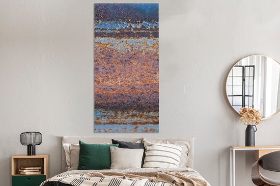 Canvas schilderij 80x160 cm - Wanddecoratie Roest - IJzer - Platen - Muurdecoratie woonkamer - Slaapkamer decoratie - Kamer accessoires - Schilderijen