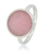 *My Bendel - Ring zilverkleurig met ronde grote Rhodonite - Ring goudkleurig met 12 mm ronde roze Rhodonite edelsteen - Met luxe cadeauverpakking