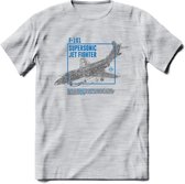 F-101 Vliegtuig T-Shirt | Unisex leger Kleding | Dames - Heren Straaljager shirt | Army F16 | Grappig bouwpakket Cadeau | - Licht Grijs - Gemaleerd - XL