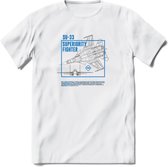 SU-33 Vliegtuig T-Shirt | Unisex leger Kleding | Dames - Heren Straaljager shirt | Army F16 | Grappig bouwpakket Cadeau | - Wit - XXL