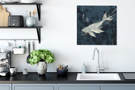 Tableau sur toile Illustration d'une baleine dans l'eau - 50x50 cm - Décoration murale