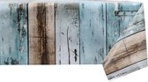 Raved Tafelzeil Steigerhout  140 cm x  300 cm - Blauw - PVC - Afwasbaar