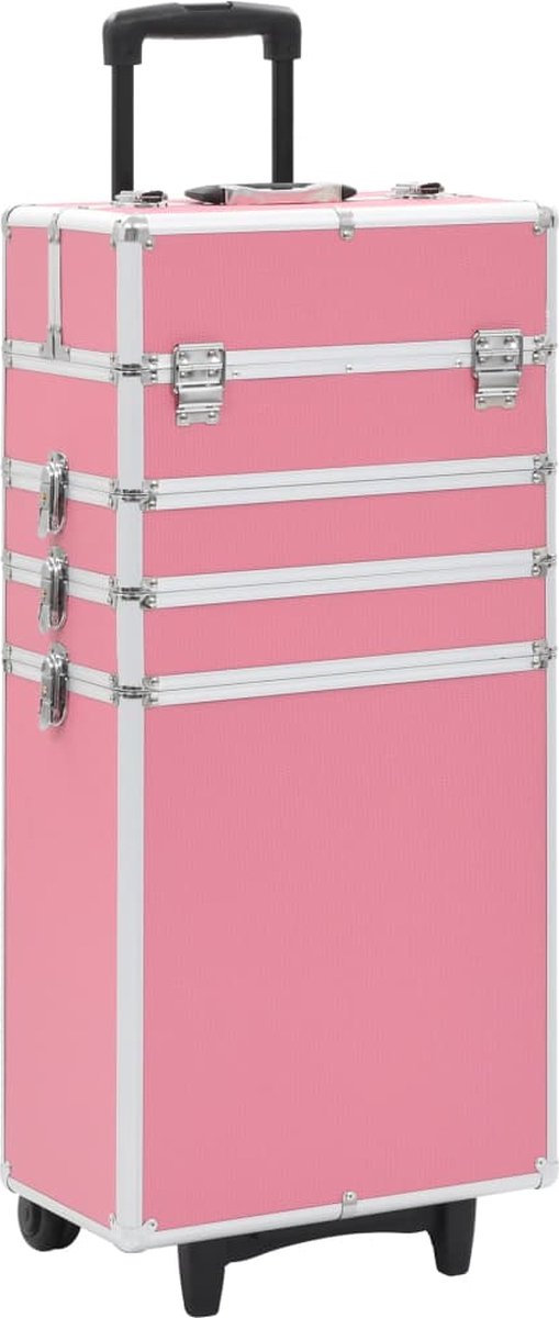 vidaXL Make-up trolley aluminium roze