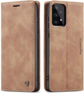 CaseMe - Hoesje geschikt voor Samsung Galaxy A33 5G - Wallet Book Case - Magneetsluiting - Licht Bruin