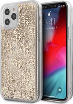 iPhone 12 Pro Max Backcase hoesje - Guess - Glitter Goud - Kunststof