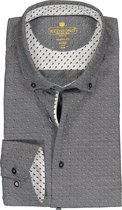 Redmond modern fit overhemd - dobby structuur - zwart met wit mini dessin (contrast) - Strijkvriendelijk - Boordmaat: 39/40