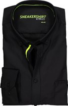 VENTI modern fit overhemd - zwart (neon contrast) - Strijkvriendelijk - Boordmaat: 42
