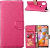 LuxeBass Boekhoesje geschikt voor Samsung Galaxy A21s  - Roze - telefoonhoes - gsm hoes - telefoonhoesjes