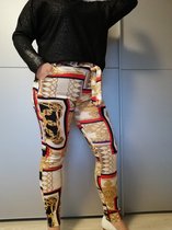 Fashion legging printmotief met koord rood L/XL