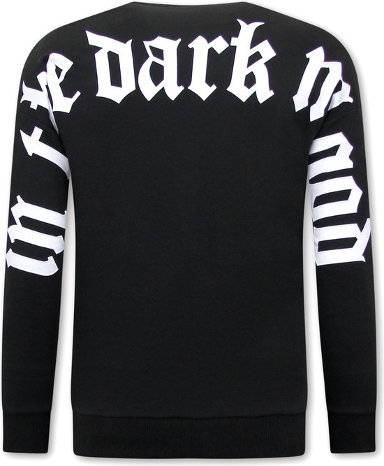 Heren Oversize Sweater met Tekst - Zwart