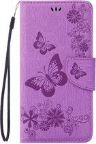 Mobigear Telefoonhoesje geschikt voor Apple iPhone 7 Hoesje | Mobigear Butterfly Bookcase Portemonnee | Pasjeshouder voor 2 Pasjes | Telefoonhoesje voor Pinpas / OV Kaart / Rijbewijs - Paars