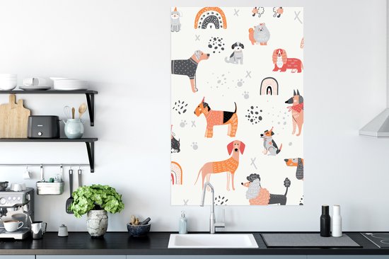 Affiche Chiens dessin avec différents types de chiens - 80x120 cm