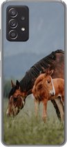 Geschikt voor Samsung Galaxy A53 5G hoesje - Paarden - Veulen - Natuur - Siliconen Telefoonhoesje