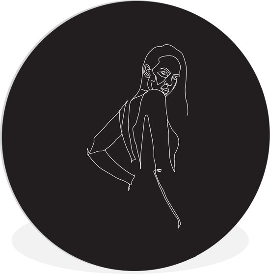 Illustration femme puissante sur fond noir Cercle mural plaque plastique ⌀ 30 cm - impression photo sur cercle mural / cercle vivant (décoration murale)