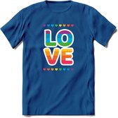 Love | Pride T-Shirt | Grappig LHBTIQ+ / LGBTQ / Gay / Homo / Lesbi Cadeau Shirt | Dames - Heren - Unisex | Tshirt Kleding Kado | - Donker Blauw - 3XL