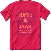 50 Jaar Legendarisch Gerijpt T-Shirt | Royal Blue - Ivoor | Grappig Verjaardag en Feest Cadeau Shirt | Dames - Heren - Unisex | Tshirt Kleding Kado | - Roze - S