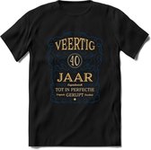 40 Jaar Legendarisch Gerijpt T-Shirt | Royal Blue - Ivoor | Grappig Verjaardag en Feest Cadeau Shirt | Dames - Heren - Unisex | Tshirt Kleding Kado | - Zwart - XL
