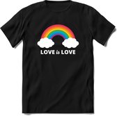 Love Is Love | Pride T-Shirt | Grappig LHBTIQ+ / LGBTQ / Gay / Homo / Lesbi Cadeau Shirt | Dames - Heren - Unisex | Tshirt Kleding Kado | - Zwart - L