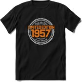 1957 Limited Edition Ring T-Shirt | Zilver - Goud | Grappig Verjaardag en Feest Cadeau Shirt | Dames - Heren - Unisex | Tshirt Kleding Kado | - Zwart - XXL