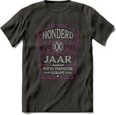 100 Jaar Legendarisch Gerijpt T-Shirt | Roze - Grijs | Grappig Verjaardag en Feest Cadeau Shirt | Dames - Heren - Unisex | Tshirt Kleding Kado | - Donker Grijs - XXL